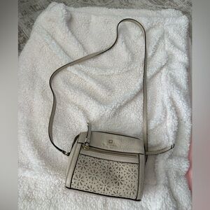 kate spade cream laser-cut floral crossbody bag